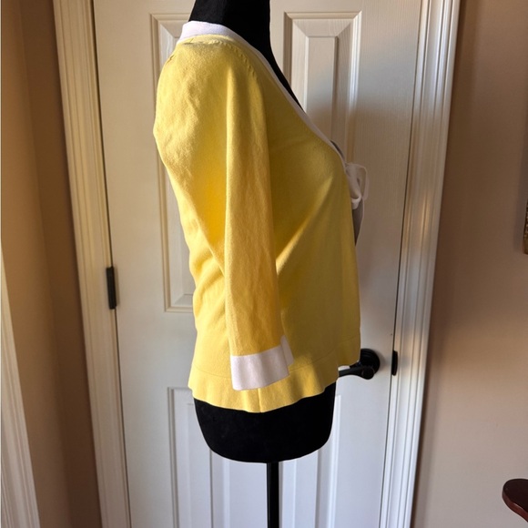 BCBG Maxazria 75% Silk Blend Yellow and white Knit Sweater NWOT - Picture 3 of 9